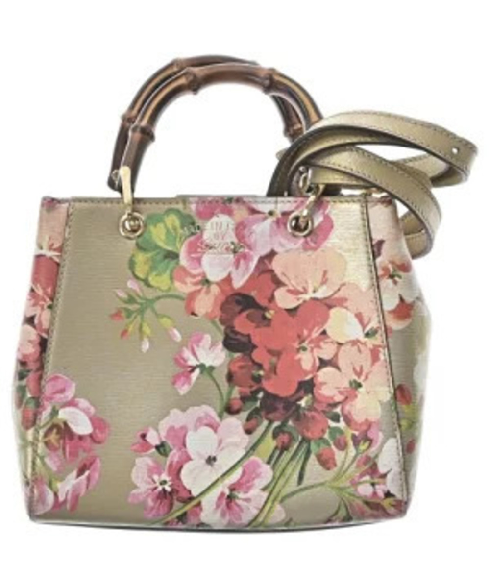 Gucci Handbag Gold Red Pink Floral Flower Pattern